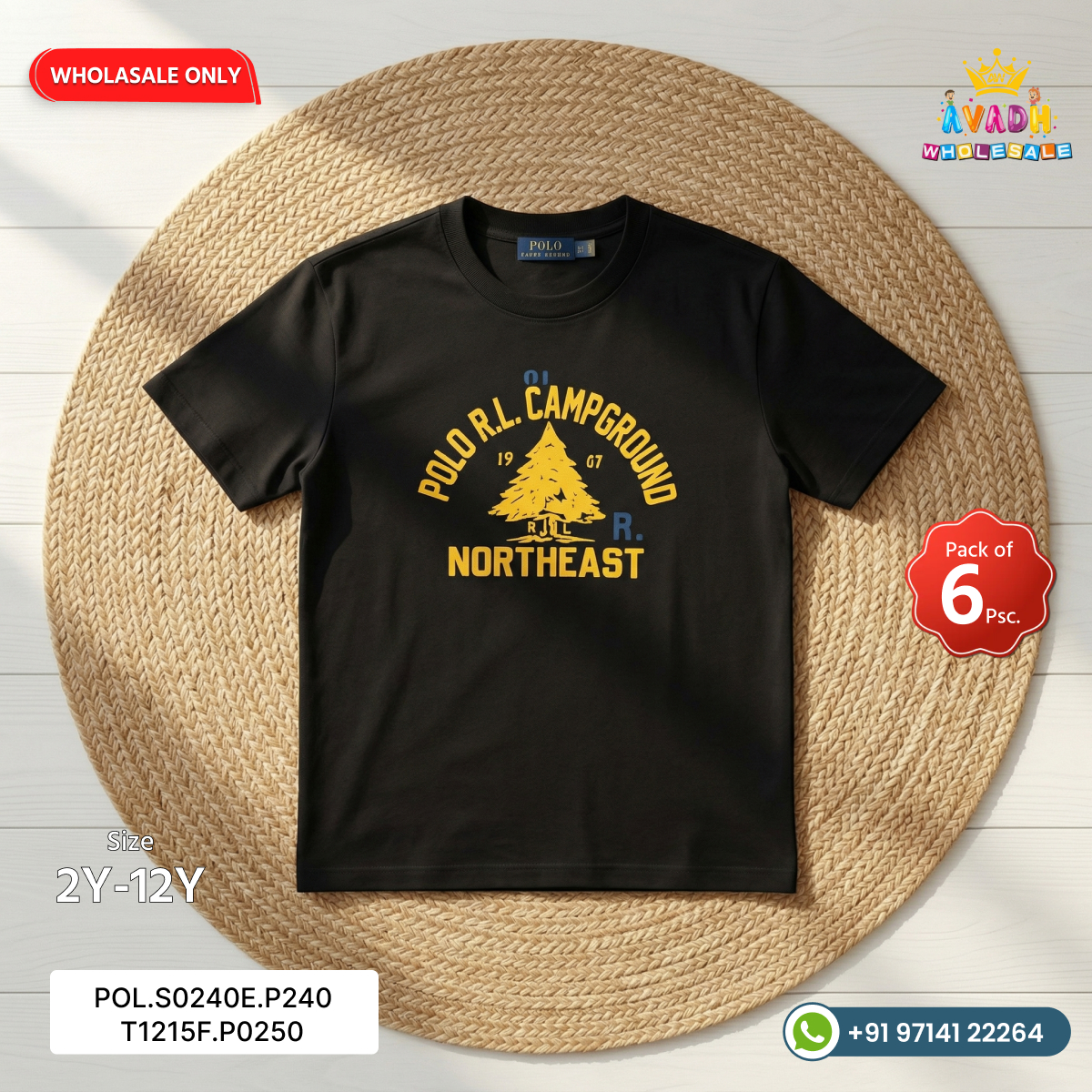 Kids Polo Campground Printed Cotton T-Shirt