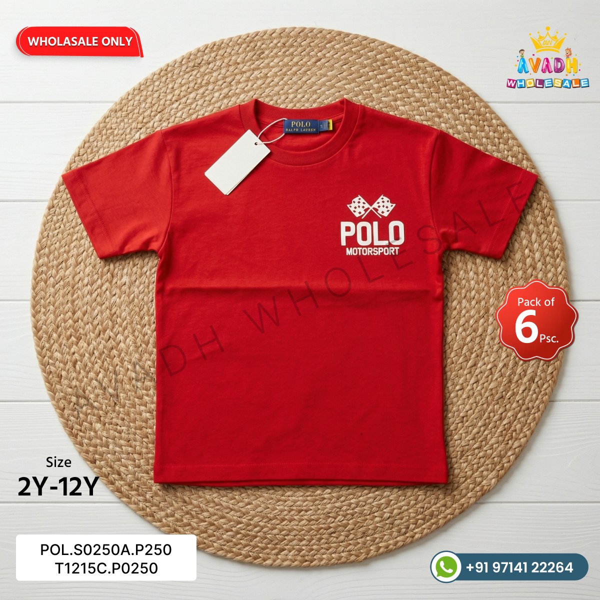 Kids Polo Motorsport Printed Cotton T-Shirt