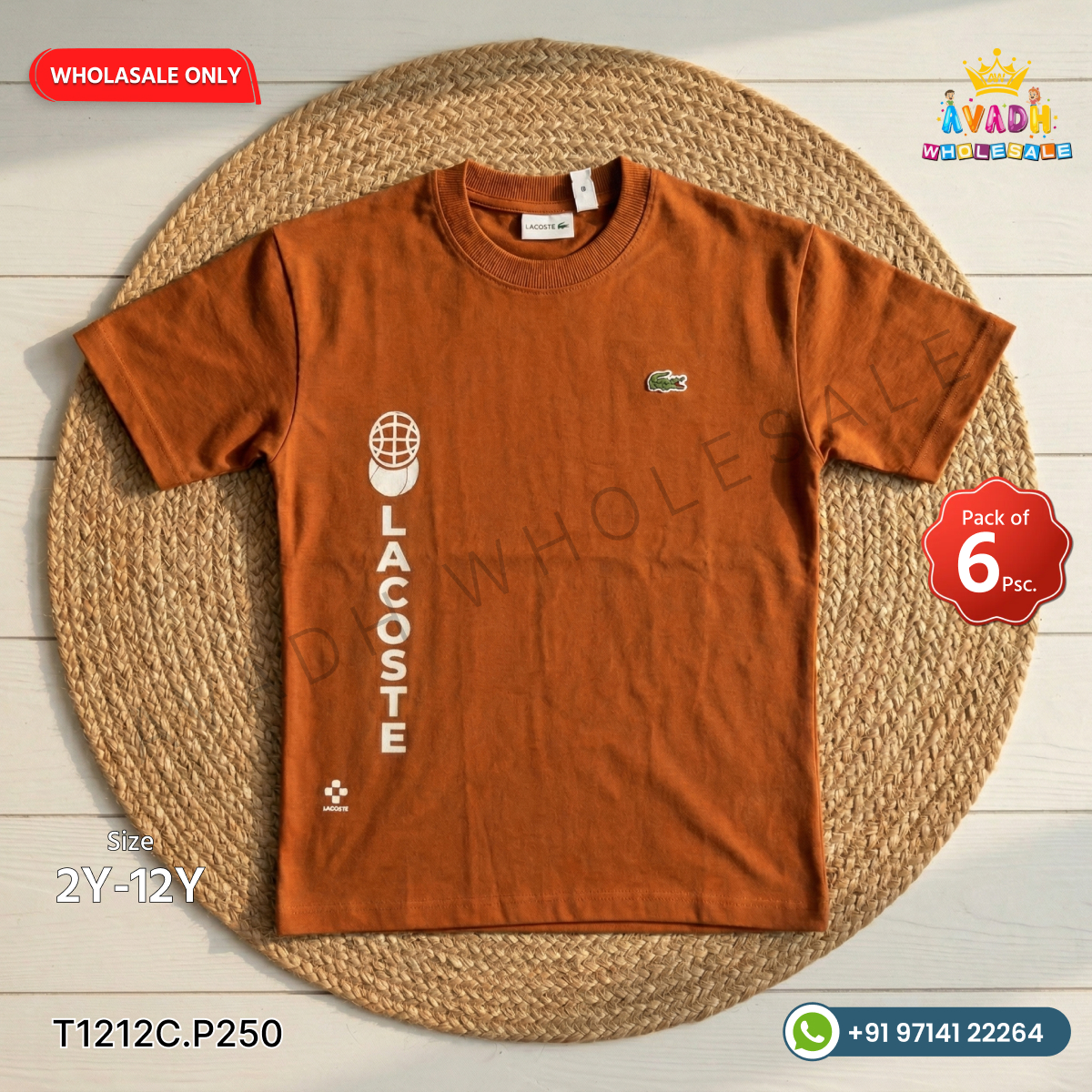Kids Lacoste Printed Cotton T-Shirt