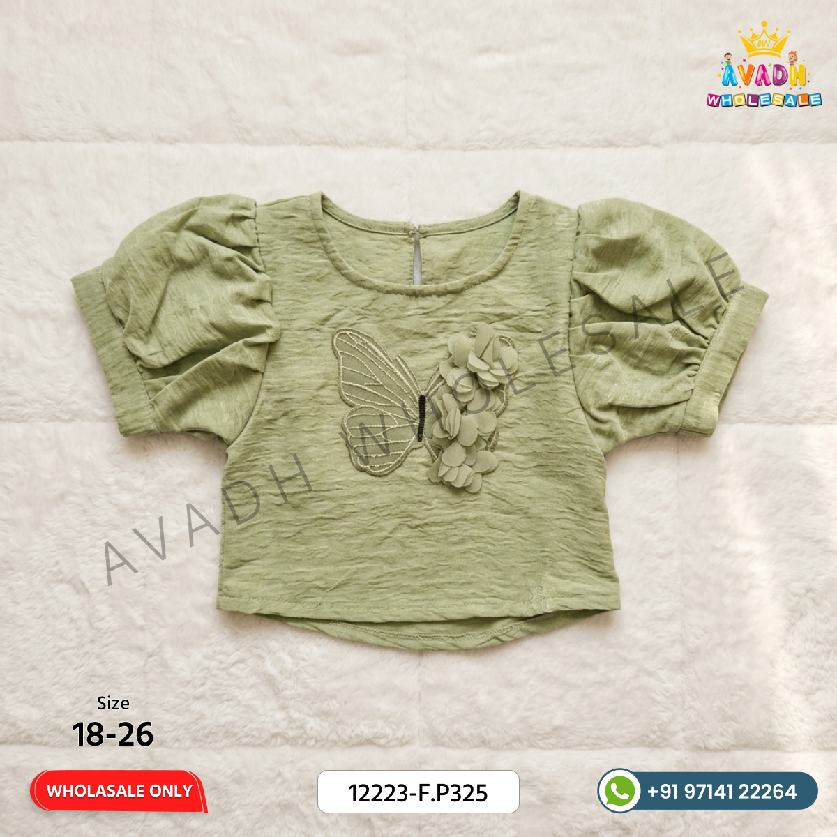 Girls Butterfly Design Fancy Top